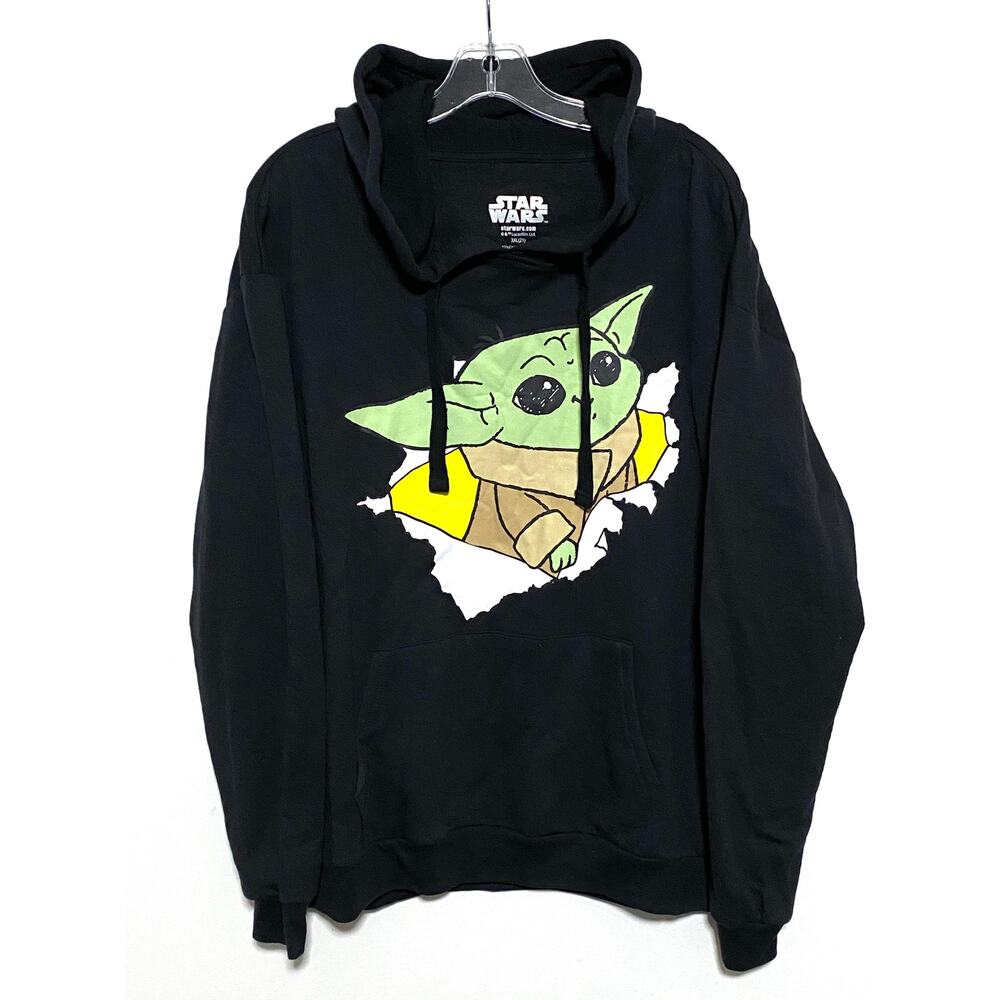 Star Wars Grogu Baby Yoda Mandalorian Black Pullover Hoodie Juniors 3XL 21